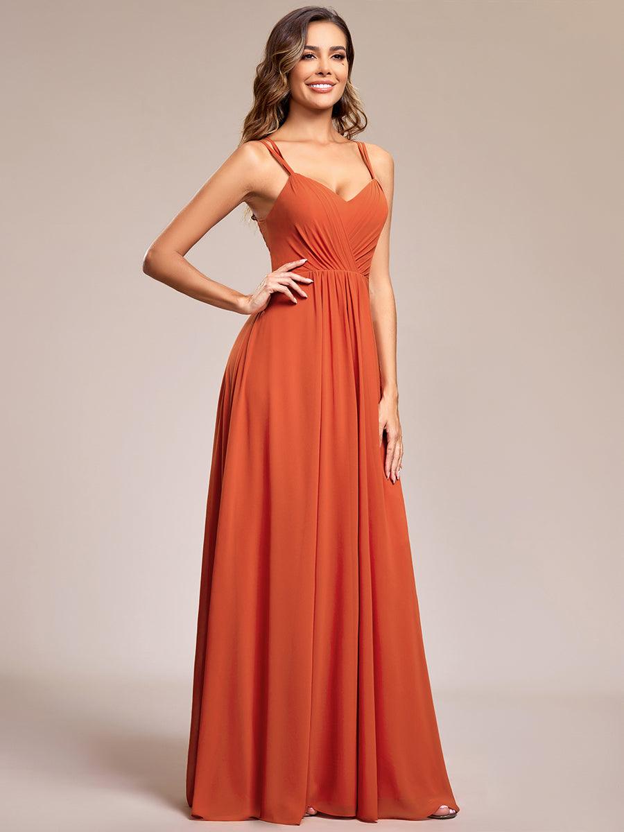 Robe demoiselle d'honneur mousseline et dentelle dos nu bretelles fines #Couleur_Burnt Orange
