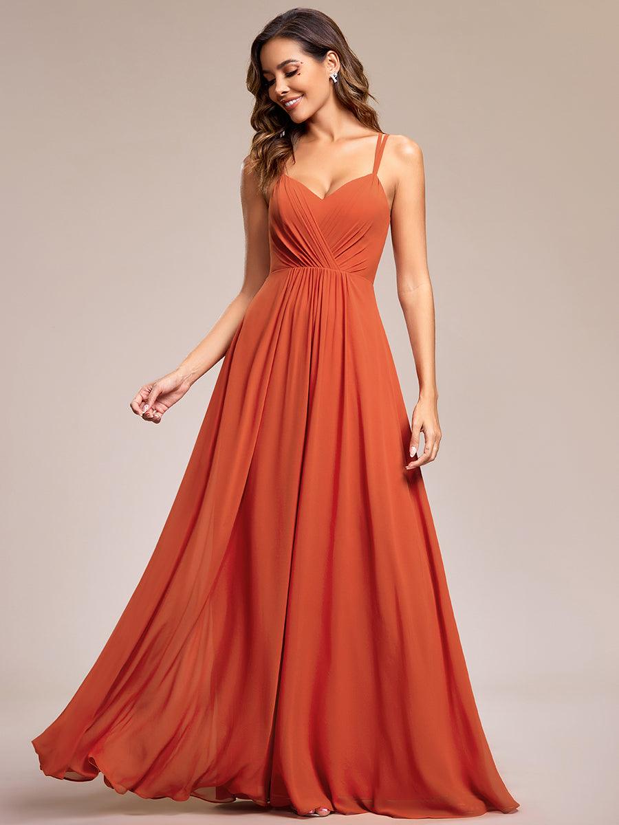 Robe demoiselle d'honneur mousseline et dentelle dos nu bretelles fines #Couleur_Burnt Orange
