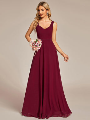 Robe demoiselle d'honneur sans manches mousseline avec découpe au dos