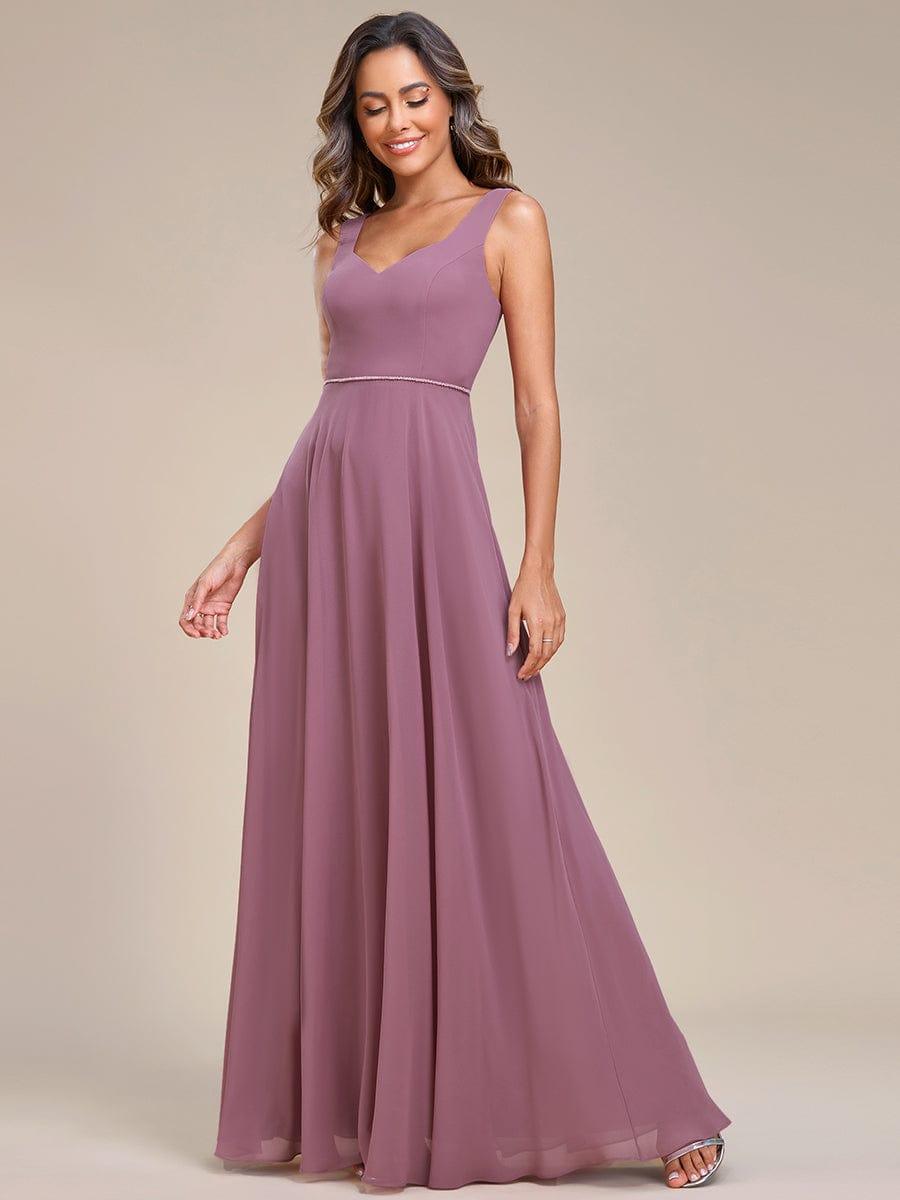 Robe demoiselle d'honneur sans manches mousseline avec découpe au dos #Couleur_Orchidee