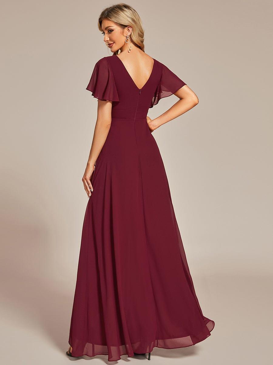 Taille personnalisée Robe demoiselle d'honneur Ourlet en feuille lotus Charmante #Couleur_Bordeaux
