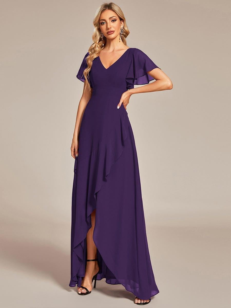 Taille personnalisée Robe demoiselle d'honneur Ourlet en feuille lotus Charmante #Couleur_Violet Fonce