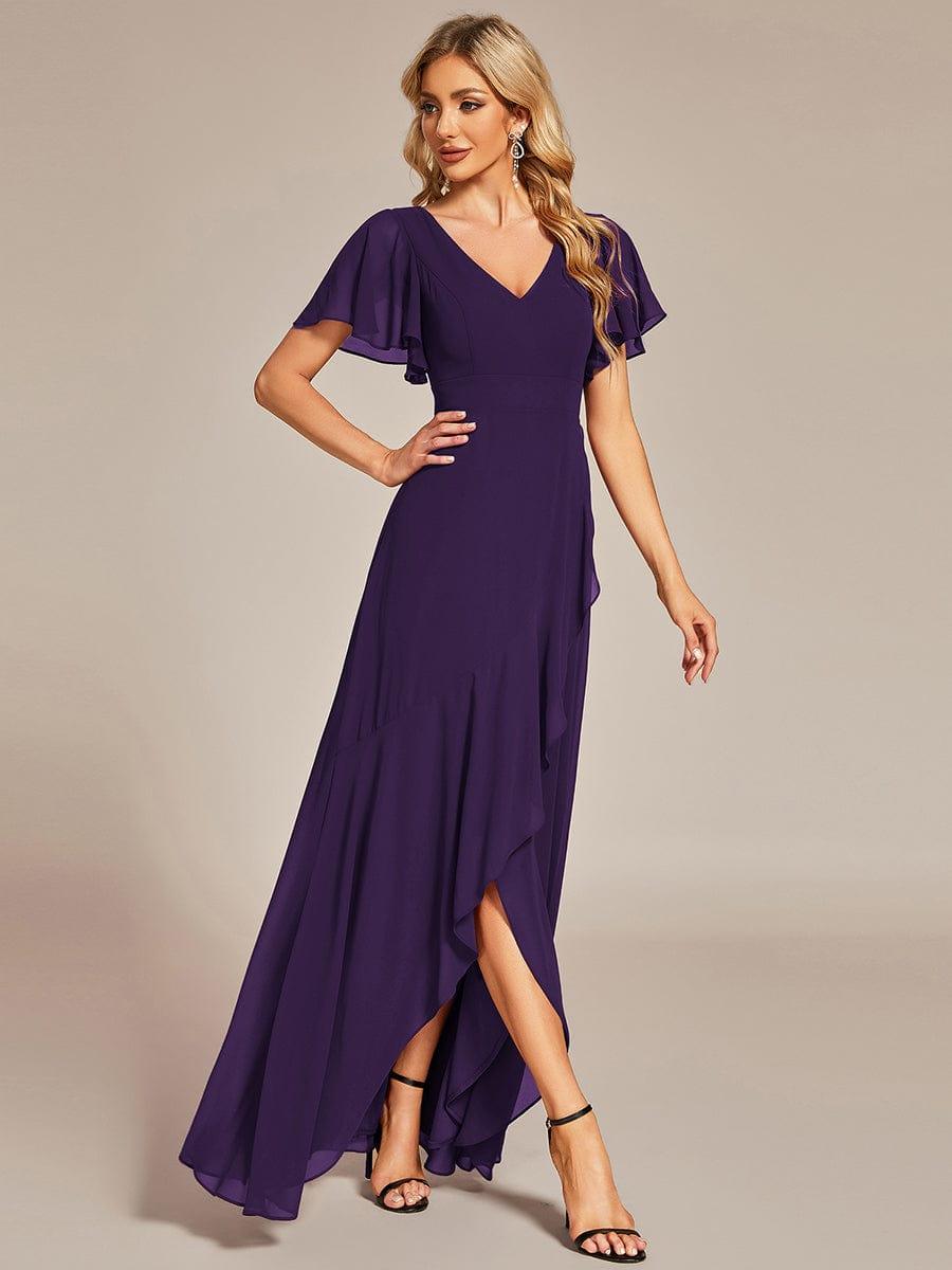 Taille personnalisée Robe demoiselle d'honneur Ourlet en feuille lotus Charmante #Couleur_Violet Fonce
