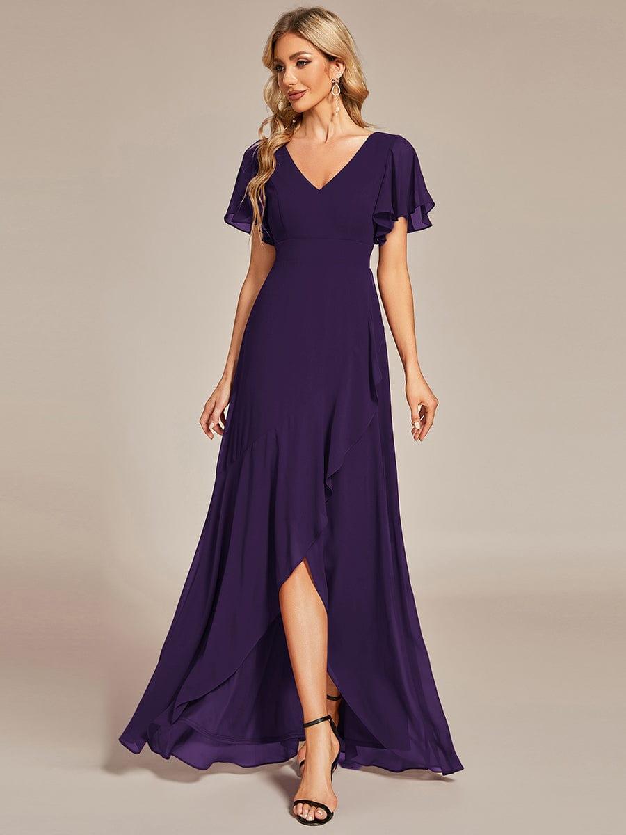 Taille personnalisée Robe demoiselle d'honneur Ourlet en feuille lotus Charmante #Couleur_Violet Fonce