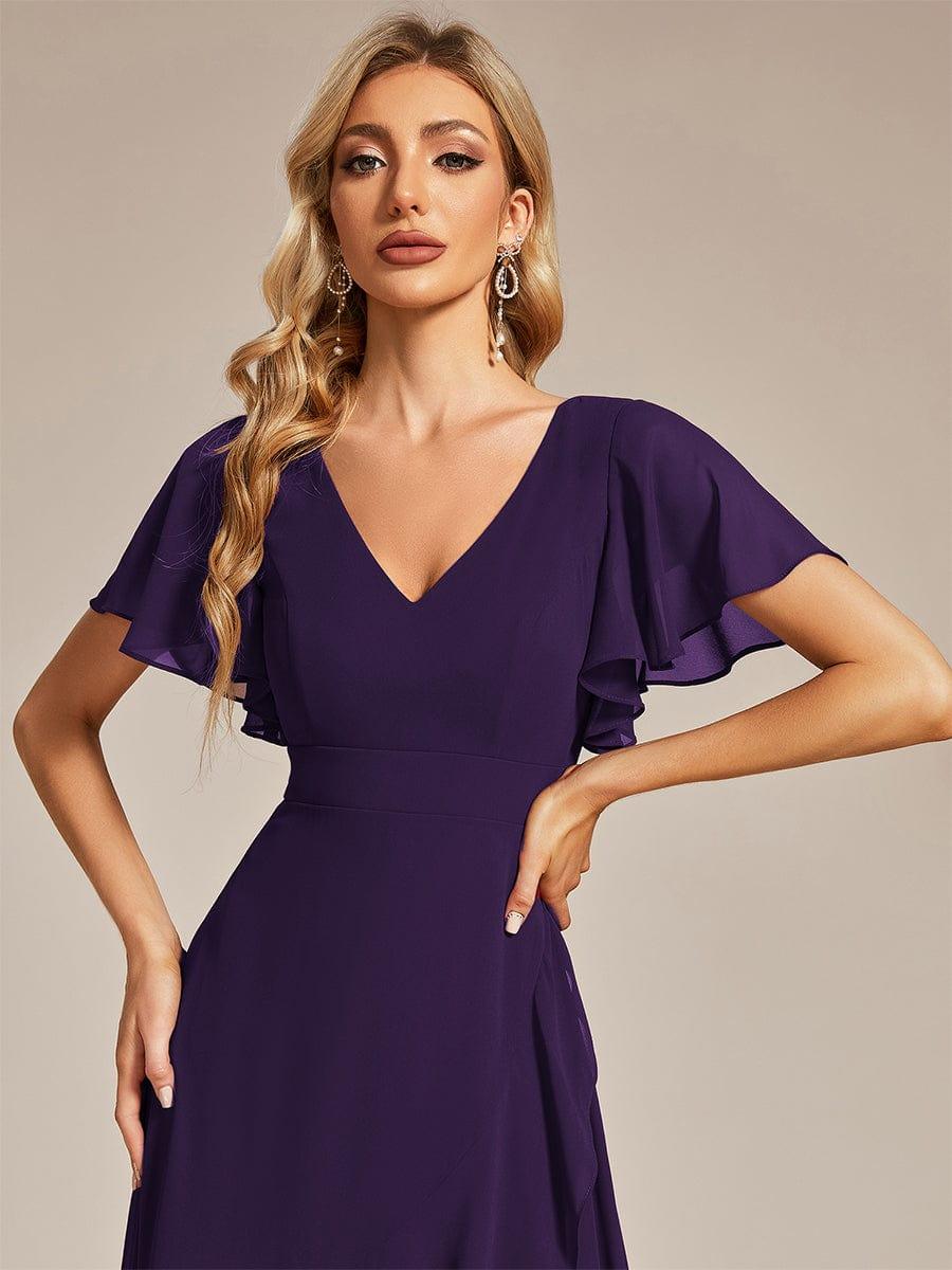 Taille personnalisée Robe demoiselle d'honneur Ourlet en feuille lotus Charmante #Couleur_Violet Fonce