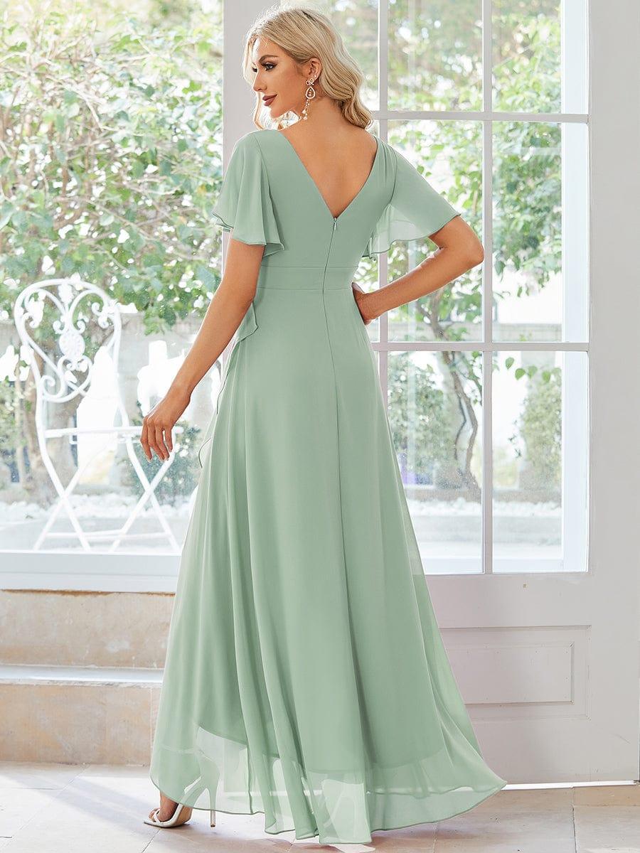 Taille personnalisée Robe demoiselle d'honneur Ourlet en feuille lotus Charmante #Couleur_Menthe Verte