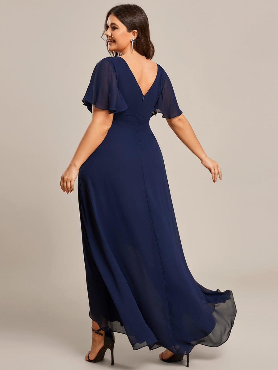 Taille personnalisée Robe demoiselle d'honneur Ourlet en feuille lotus Charmante #Couleur_Bleu Marine