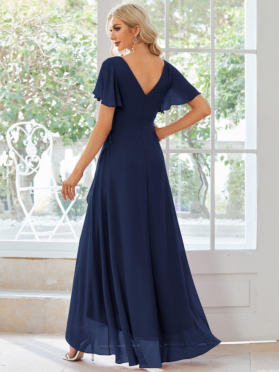 Taille personnalisée Robe demoiselle d'honneur Ourlet en feuille lotus Charmante #Couleur_Bleu Marine