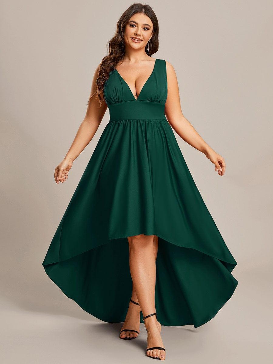 Robe Demoiselle d'honneur Taille Empire Sans Manches Haute-basse Grande Taille #Couleur_Vert Fonce