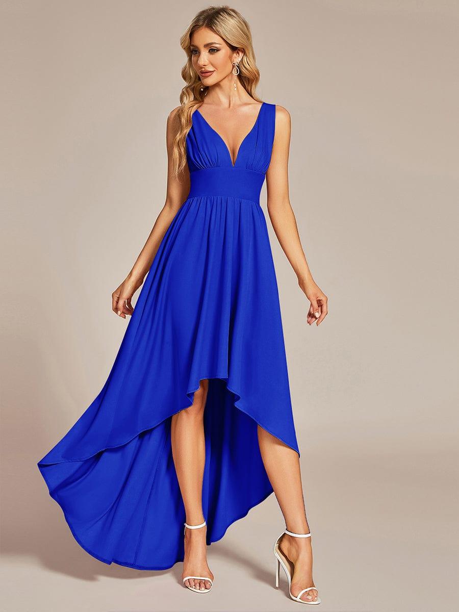 Robe mariage invitée élégante Taille Empire Sans Manches #Couleur_Bleu Saphir