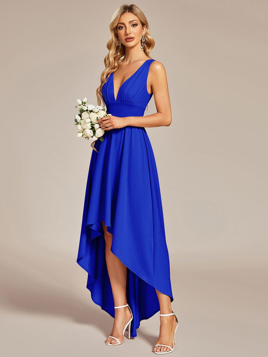 Robe mariage invitée élégante Taille Empire Sans Manches #Couleur_Bleu Saphir