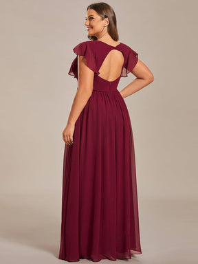 Robe demoiselle d'honneur Curvy mousseline manches plissées avec découpe au dos