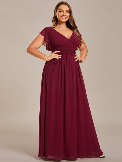 pretty LILYANA|Robe de demoiselle d'honneur en mousseline de soie à manches plissées grande taille