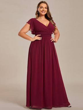 Robe demoiselle d'honneur Curvy mousseline manches plissées avec découpe au dos