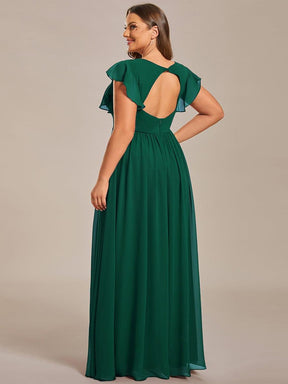 Robe demoiselle d'honneur Curvy mousseline manches plissées avec découpe au dos