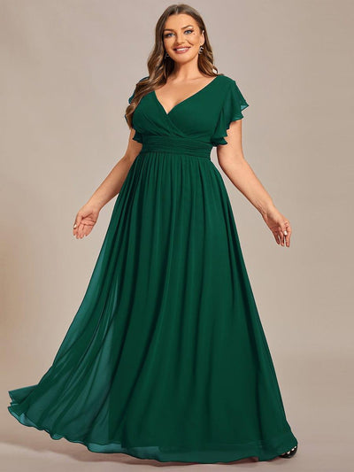 pretty LILYANA|Robe de demoiselle d'honneur en mousseline de soie à manches plissées grande taille