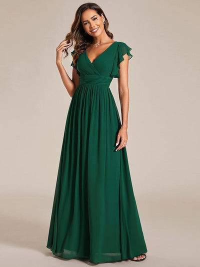 ever LILYANA|Robe de soirée en mousseline à manches volantées