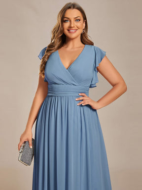 Robe demoiselle d'honneur Curvy mousseline manches plissées avec découpe au dos