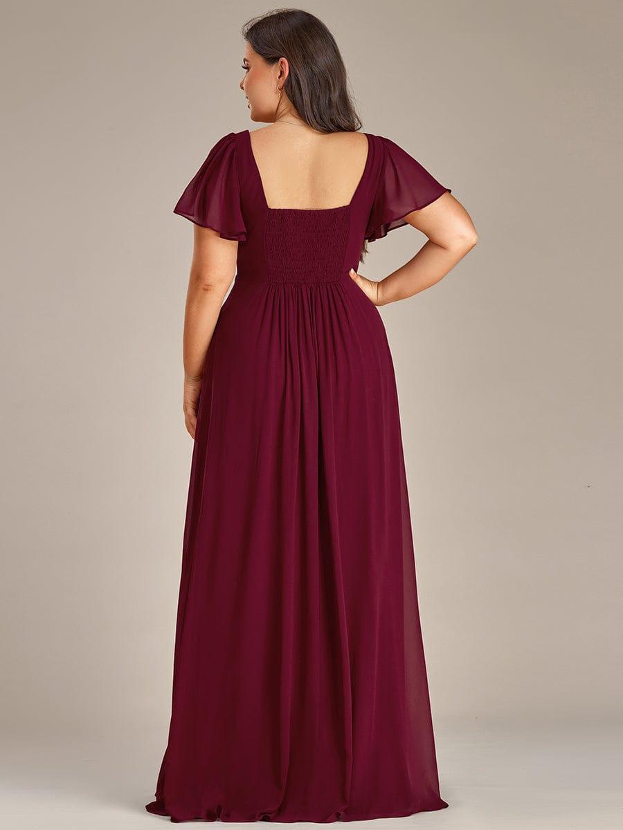 Robe demoiselle d'honneur maxi en mousseline à fente haute de grande taille #Couleur_Bordeaux
