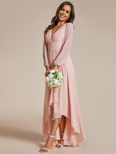 ever GRIFFIN|Charmante Robe De Demoiselle D'honneur Plissée à Manches Lanternes En Mousseline De Soie Et Taille Haute(Vente Finale)