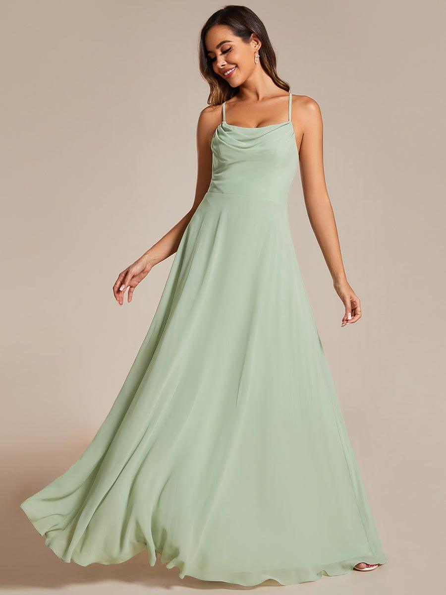 Robes de demoiselle d'honneur trapèze en mousseline de soie à bretelles spaghetti réglables #Couleur_Menthe Verte