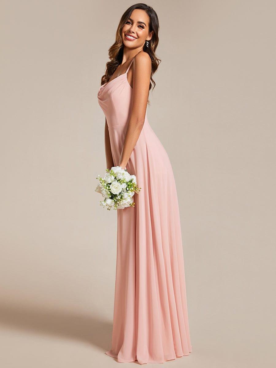 Robes de demoiselle d'honneur trapèze en mousseline de soie à bretelles spaghetti réglables #Couleur_Rose
