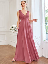 Robe de demoiselle d'honneur A-ligne en mousseline de soie dos en dentelle sans manches #Couleur_Rose corail