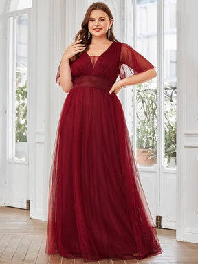 Taille personnalisée Robe emoiselle d'honneur en tulle plissée à manches courtes