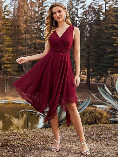 ever ELORA|Robe de demoiselle d'honneur Ourlet irrégulier Mousseline longue au genou
