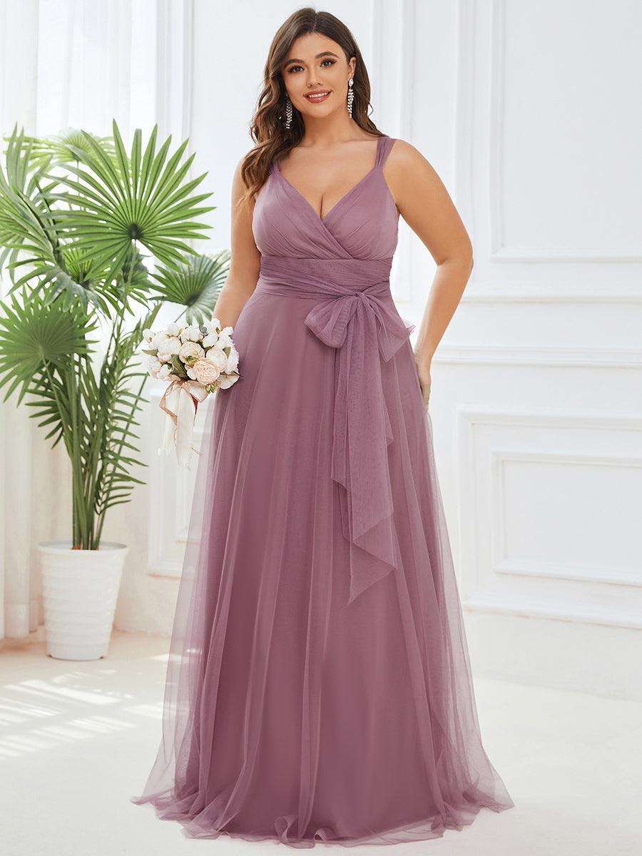 Grande taille Maxi long double col V Tulle Robes de mariée