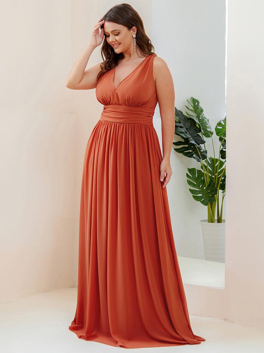 Robe de demoiselle d'honneur en mousseline sans manches #Couleur_Burnt orange