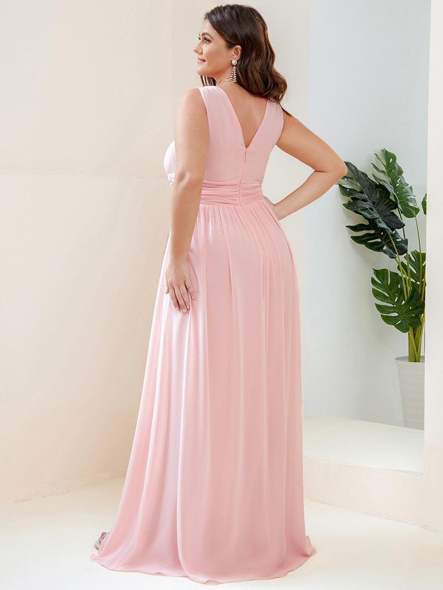 Robe de demoiselle d'honneur en mousseline sans manches #Couleur_Rose