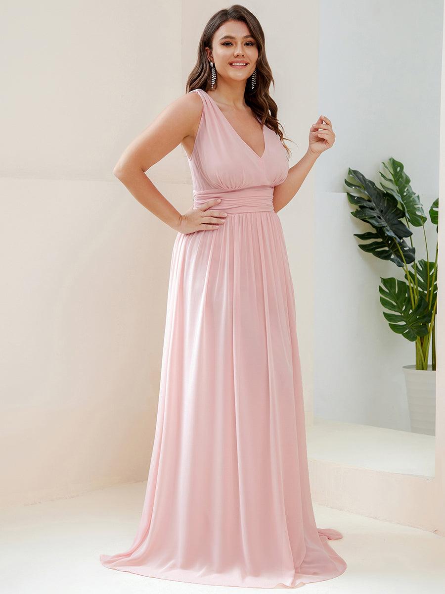 Robe de demoiselle d'honneur en mousseline sans manches #Couleur_Rose