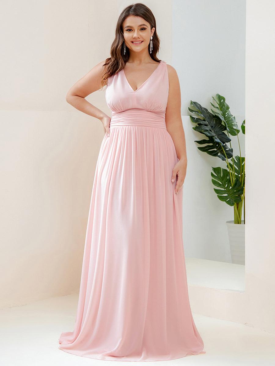 Robe de demoiselle d'honneur en mousseline sans manches #Couleur_Rose