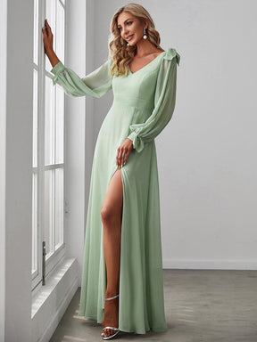 Robe de demoiselle d'honneur à manches fendues et dos nu