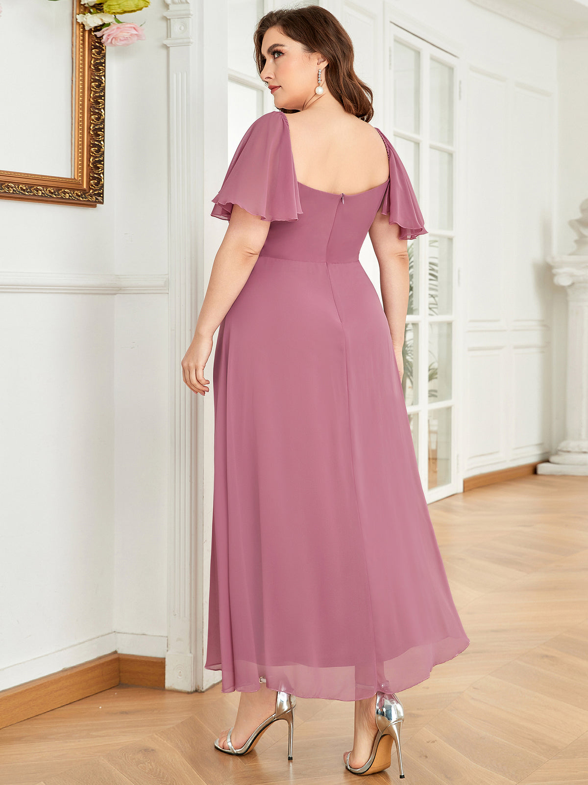 Color=Orchidee | Robe de demoiselle d'honneur trapèze à épaules dénudées de grande taille-Orchidee 2