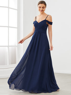 Robe de demoiselle d'honneur plissée à épaules dénudées longueur au sol