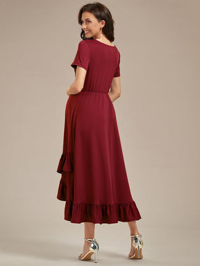 Robe de Maternité élégante Col en V Ourlet haut-bas à volants