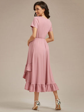 Robe de Maternité élégante Col en V Ourlet haut-bas à volants