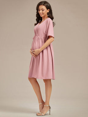 Robe de Maternité lâche Col en V Demi-manches au genou