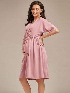 Robe de Maternité lâche Col en V Demi-manches au genou