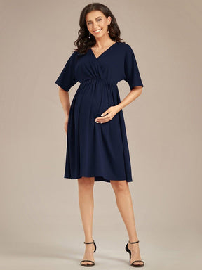 Robe de Maternité lâche Col en V Demi-manches au genou