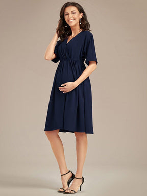 Robe de Maternité lâche Col en V Demi-manches au genou