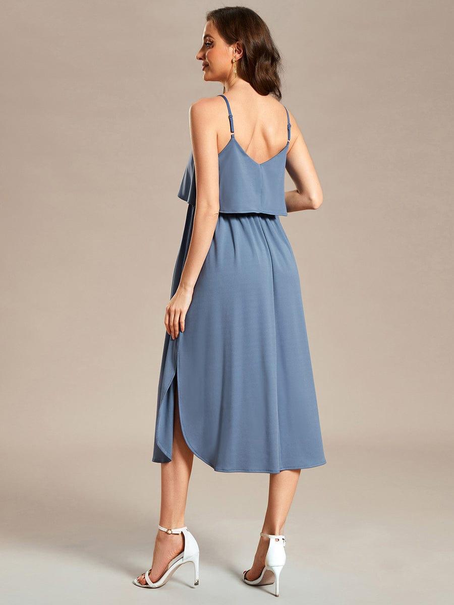 Robe de maternité trapèze aérée à bretelles fines réglables #Couleur_Marine Fume