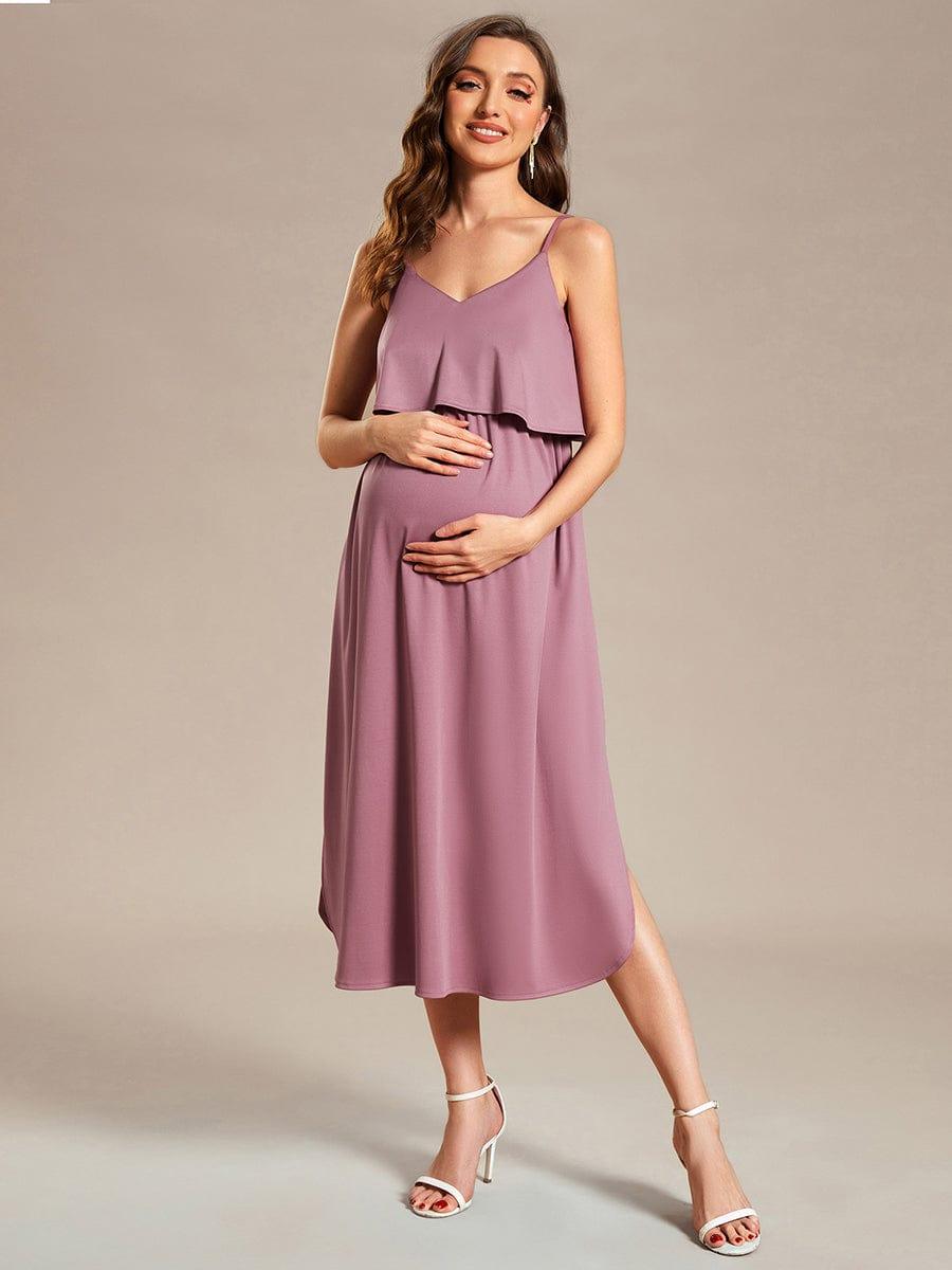 Robe de maternité trapèze aérée à bretelles fines réglables #Couleur_Orchidee