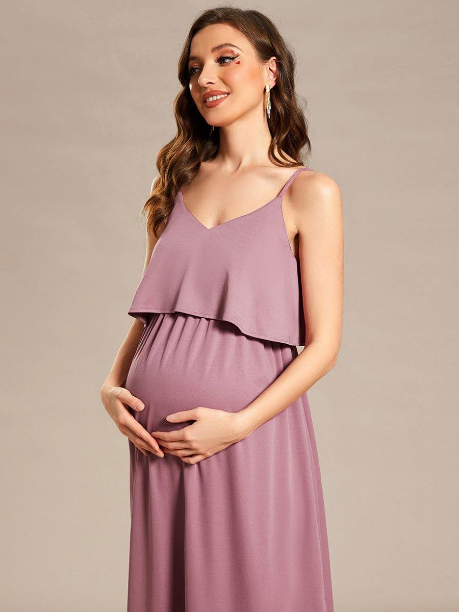 Robe de maternité trapèze aérée à bretelles fines réglables #Couleur_Orchidee