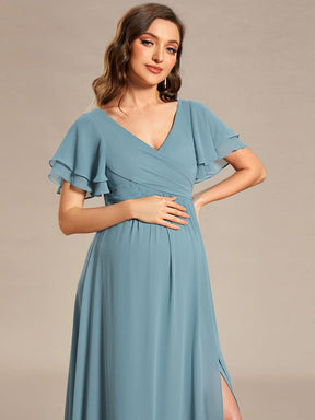 Robe de maternité en mousseline plissée à manches volantées
