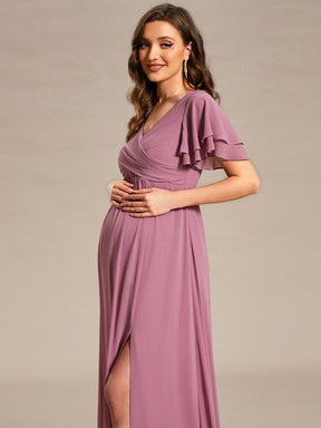 Robe de maternité en mousseline plissée à manches volantées