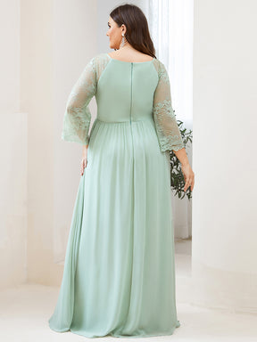 Color=Menthe Verte | Robe Maxi de Grossesse en Dentelle Transparente à Manches Courtes-Menthe Verte 5