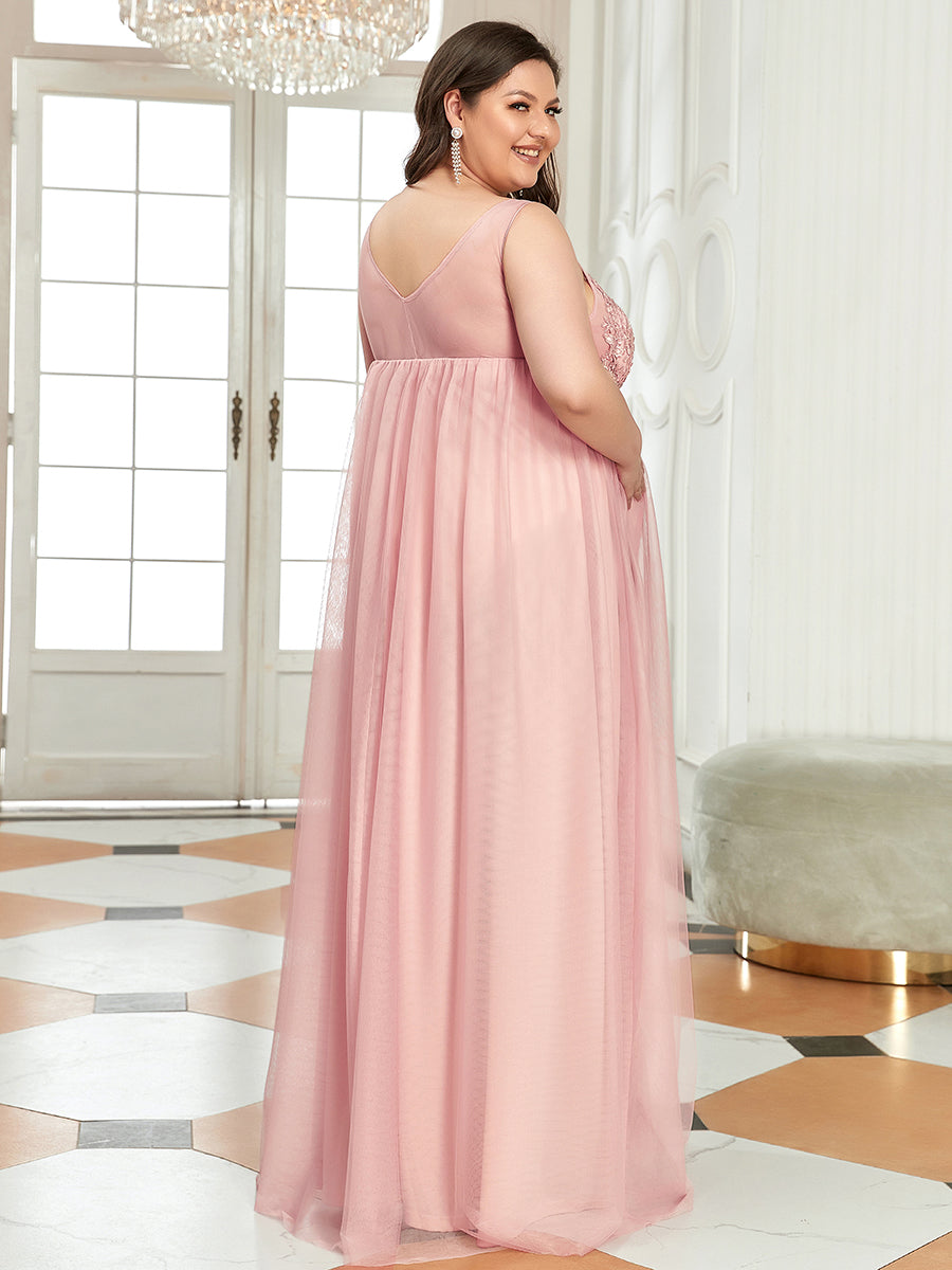 Robe de soirée de maternité longue côtelée en V profond avec corsage brodé